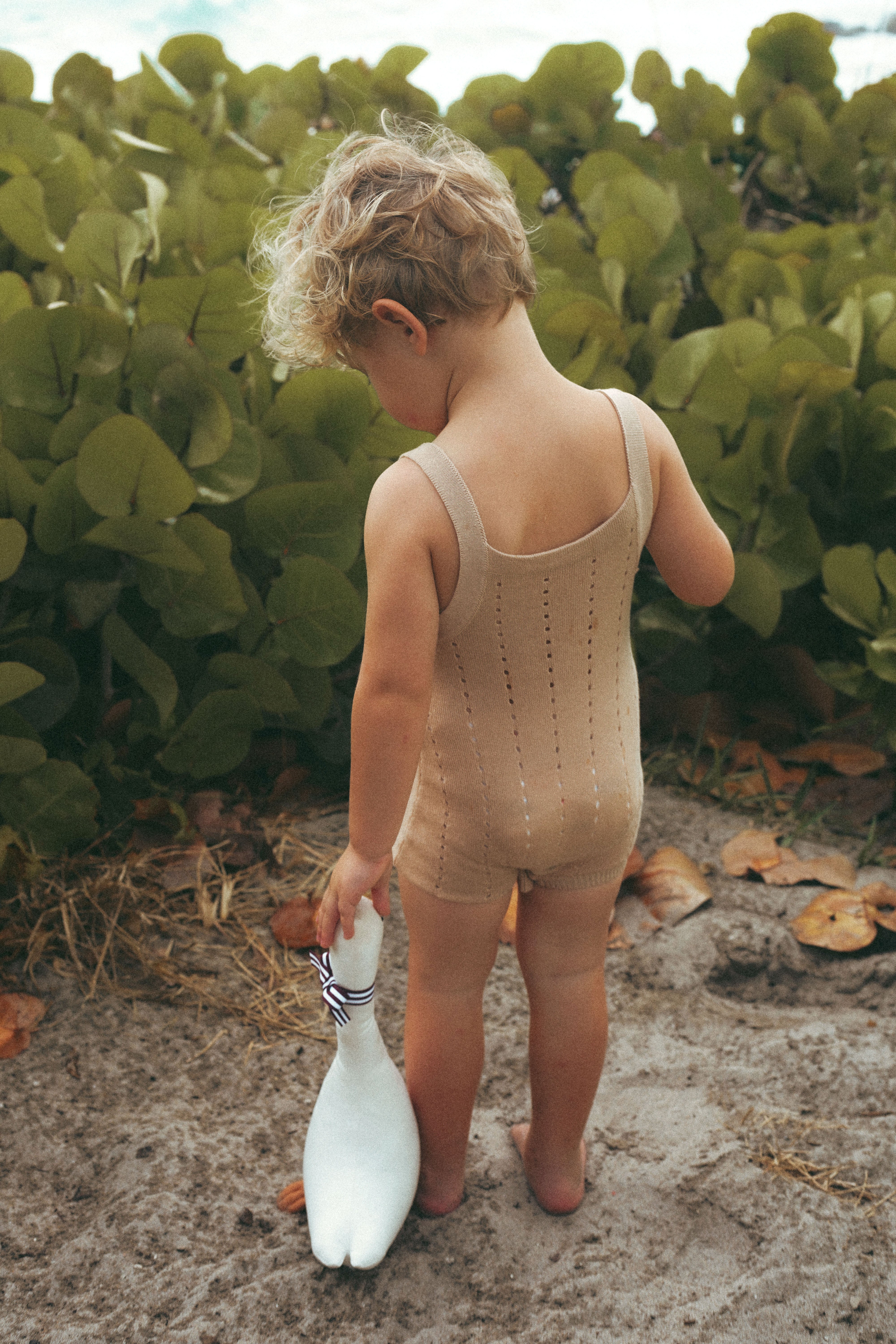 Breathable knit boys romper
