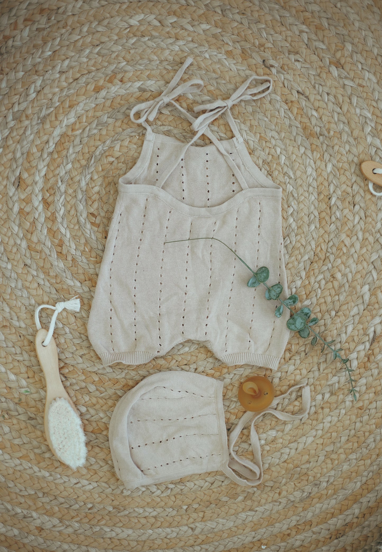 Breathable knit girls romper