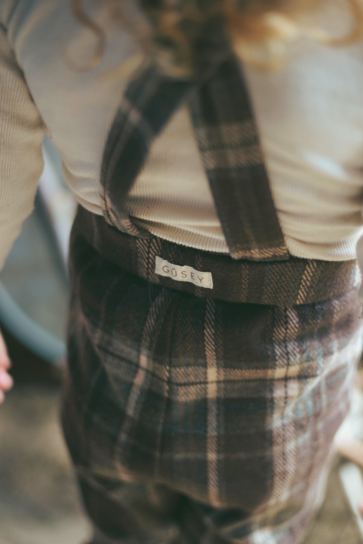 Plaid suspenders pants
