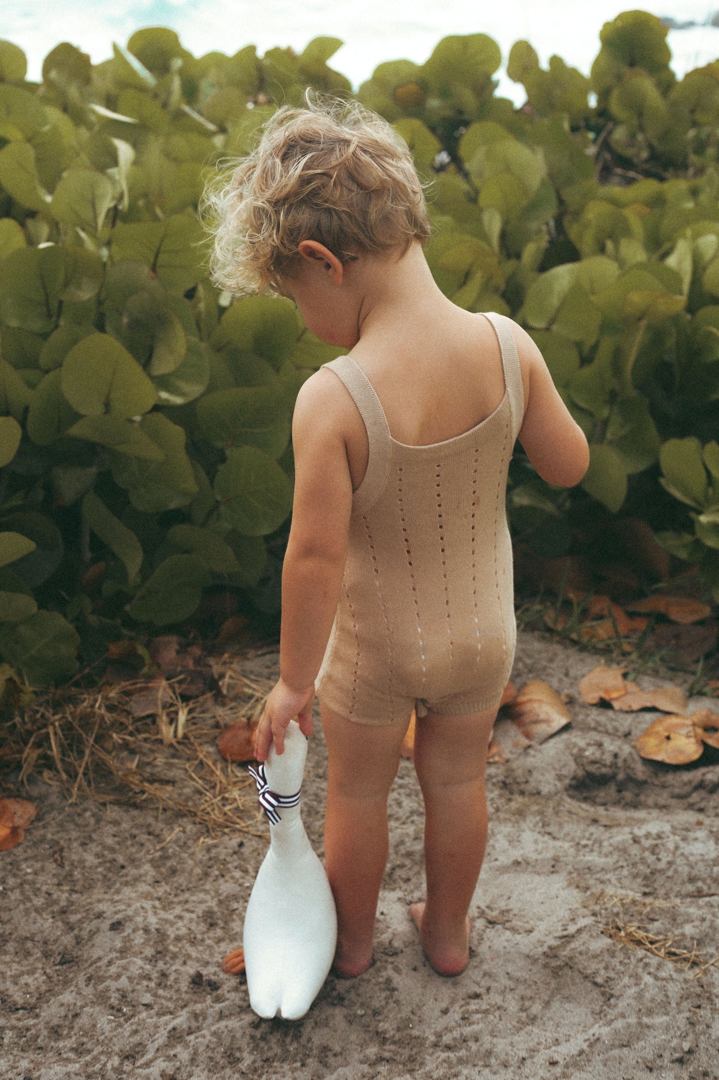 Breathable knit boys romper