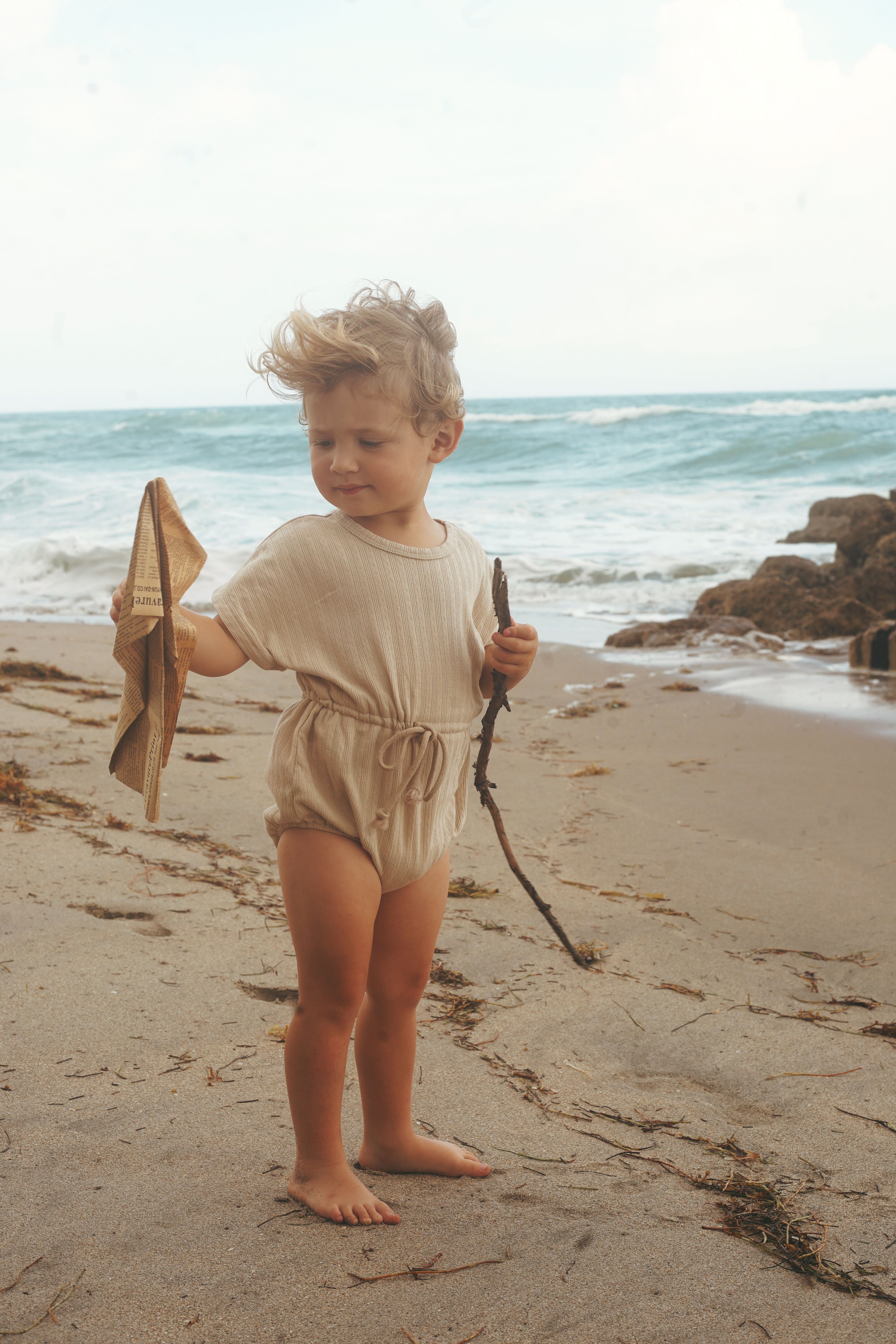 Pointelle romper (sand)