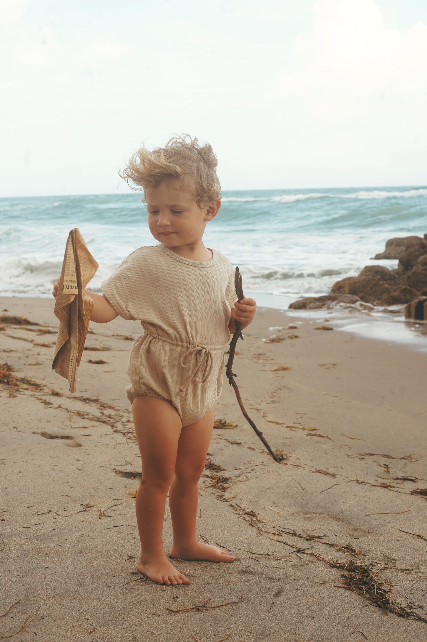 Pointelle romper (sand)